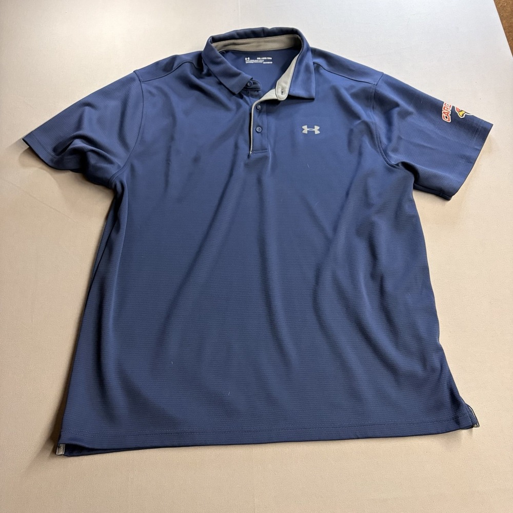 Under Armour Cardinals Polo Mens 2XL Navy Blue HeatGear UA Tech Golf Shirt